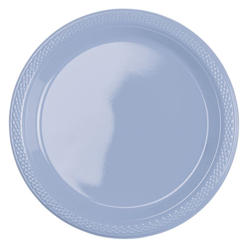 Round Plastic Plates 7in - Pastel Blue - Pack of 20