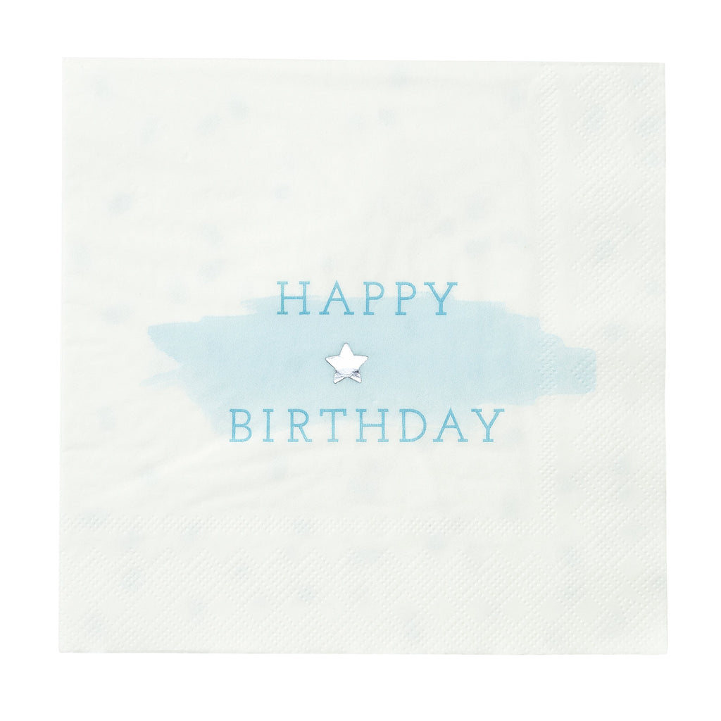 We Heart Blue Happy Birthday Napkin - Pack of 16